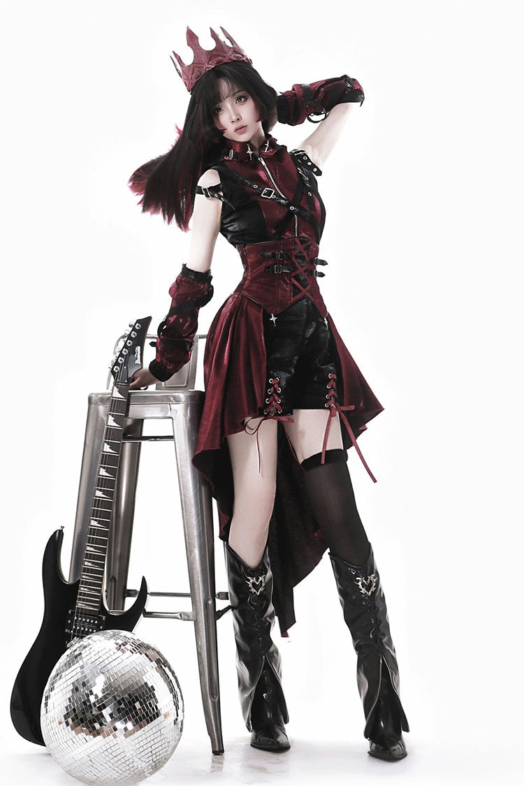 Black/Red [Chief Assassin] Lace-Up Gothic Ouji Lolita Set - Product - 3