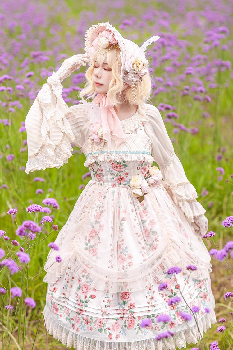 Apricot Rose Morning Dew Print Sweet Elegant (Dress Only) detail view 6