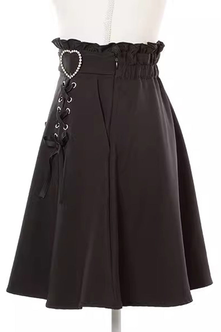 Heart Shape Decoration Bowknot Sweet Jirai Kei Skirt 2 Colors - Product - 6