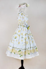 White [Lemon Chicken] Short Sleeves Print Ruffle Bowknot Lace Daily Sweet Lolita Dress - Product - 8