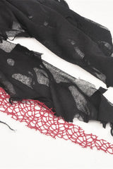 Black/Red Irregular Tie-dyed Patchwork Women's Punk Slip Dress - Product - 20