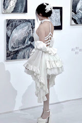 Desire Snake Halterneck Multi-layer Ruffle Lace Gothic Lolita Dress 2 Colors - Product - 15
