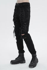 Black Personalities Strappy Distressed Men's Punk Pants - Product - 4