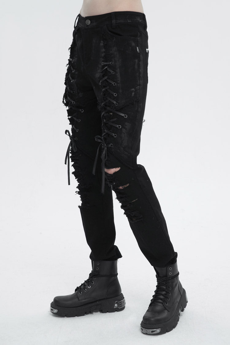 Black Personalities Strappy Distressed Men's Punk Pants - Product - 4