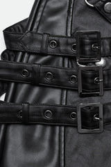 Black Mesh Buckle Strap Men's Punk Pants - Product - 7