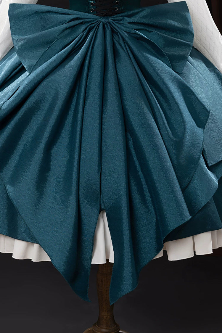 Dark Green [Identity V] Gardener Specimen Gallery Series Lapel Collar Long Sleeves Multi-Layered Ruffled Bow Spliced Cosplay Classic Lolita Dress - Product - 5
