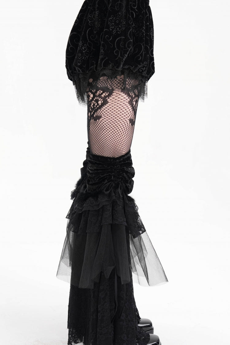 Black Lace Mesh Women's Gothic Shorts - Product - 4