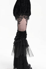 Black Lace Mesh Women's Gothic Shorts - Product - 4