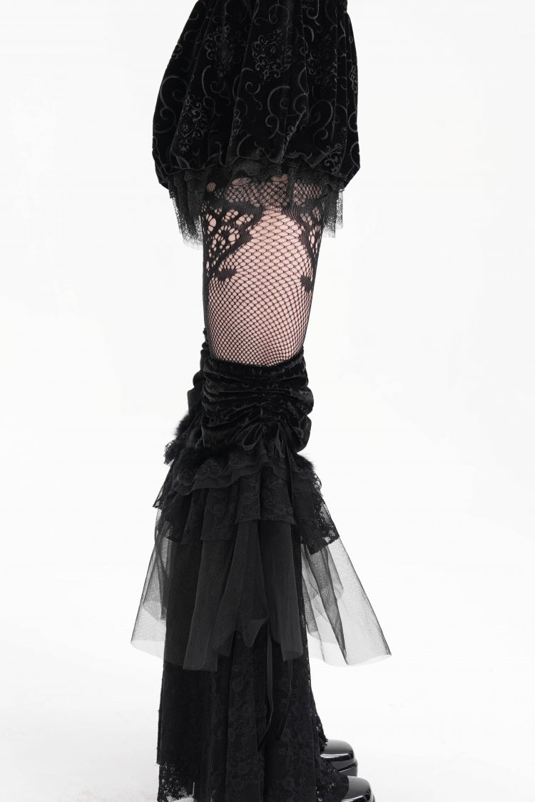Black Lace Mesh Women's Gothic Shorts - Product - 4