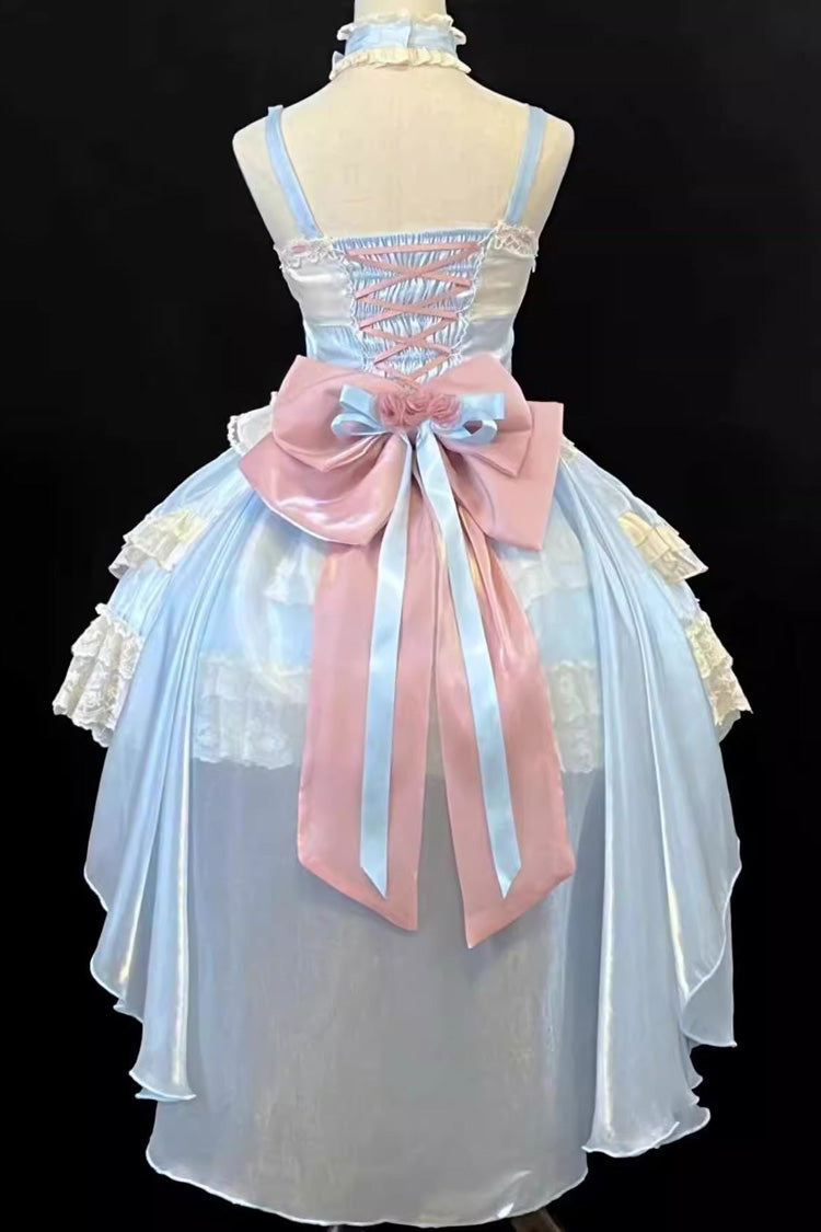 Blue [Heartbeat] Multi-Layered Ruffle Bowknot Lace Sweet Princess Lolita Jsk Dress - Product - 7
