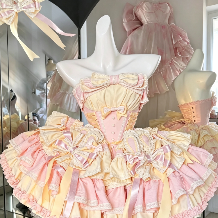 Ribbon Dance Multi-Layered Ruffle Bowknot Lace-Up Sweet Princess (Dress Only) detail view 10