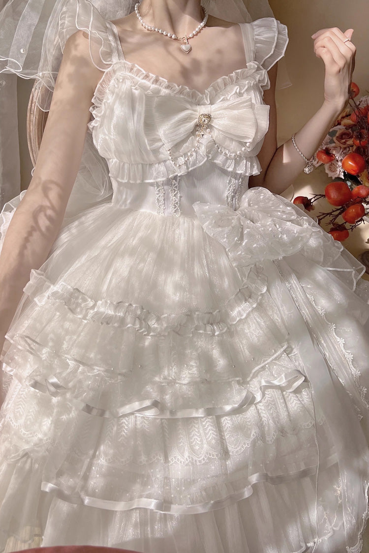 Solid Color Multi-layer Ruffle Hanayome Sweet Lolita Jsk Dress 2 Colors - Product - 3