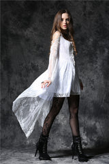 White Square Collar Sleeveless Overlay Embroidered Lace Women's Gothic Dress - Product - 5