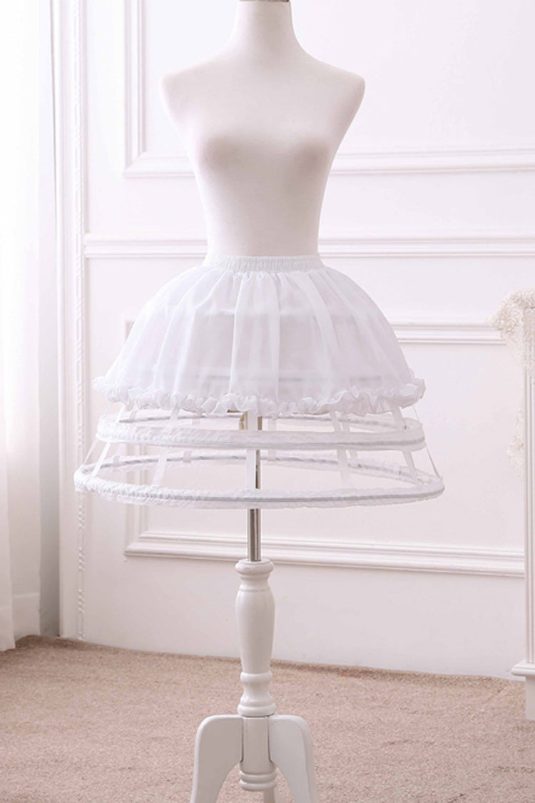 Four Layers Birdcage Fishbone Style Lolita Petticoat 2 Colors - White - 2