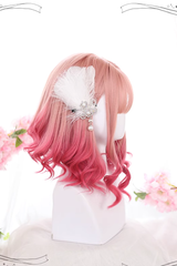 Pink Gradient Short Roman Curly Hair Sweet Lolita Wigs - Product - 4