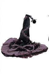 Black / Purple Round Collar Ruffled Long Sleeves Waist Irregular Hem Imp Sweet Lolita OP Dress Full Set - Product - 11