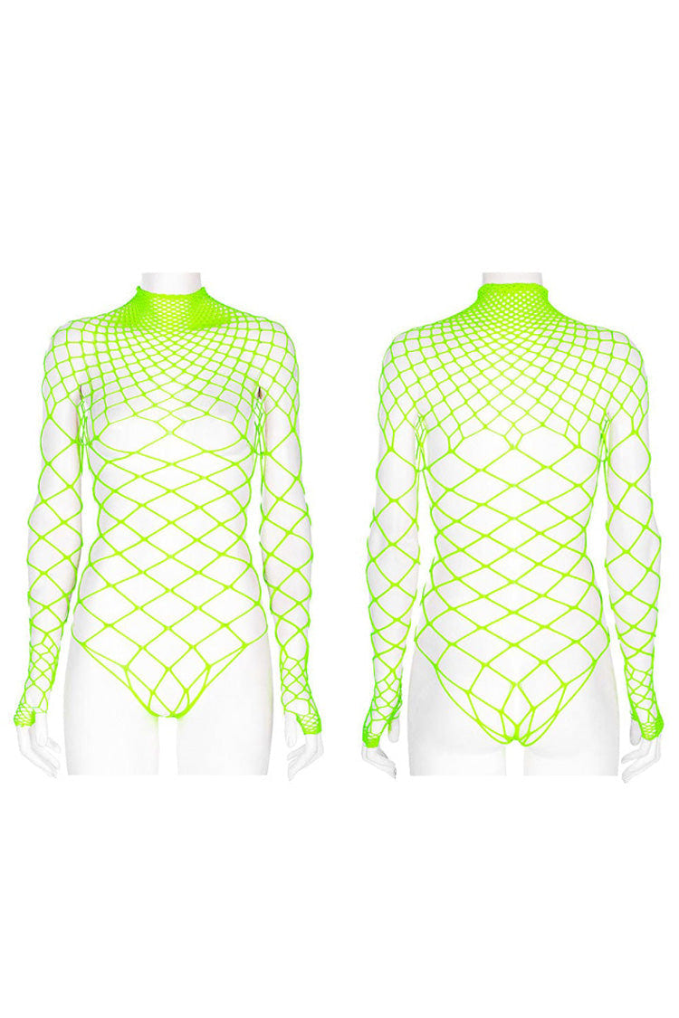 One Piece Long Sleeve Super Stretch Soft Rhombus Mesh Minimalist Women's Punk T-Shirt 2 Colors - Product - 5