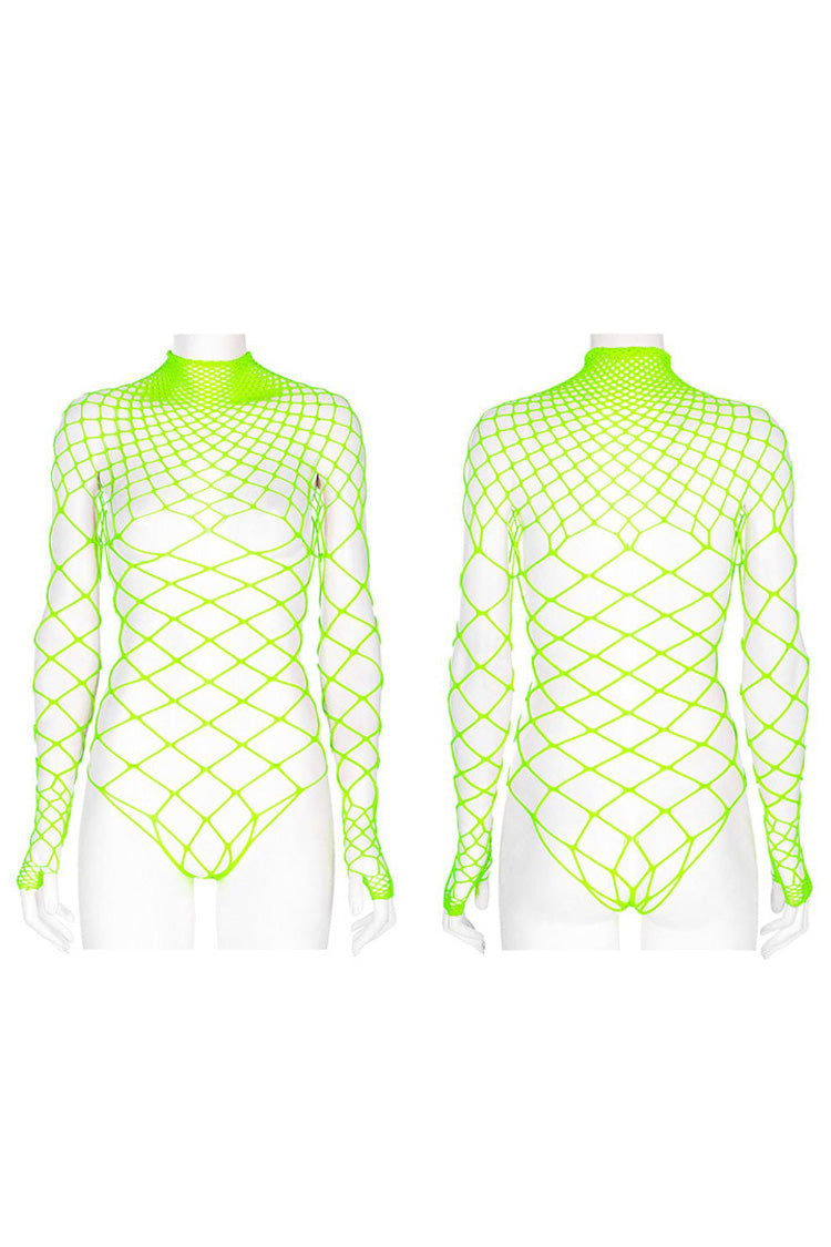 One Piece Long Sleeve Super Stretch Soft Rhombus Mesh Minimalist Women's Punk T-Shirt 2 Colors - Product - 5