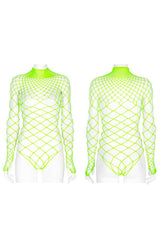 One Piece Long Sleeve Super Stretch Soft Rhombus Mesh Minimalist Women's Punk T-Shirt 2 Colors - Product - 5