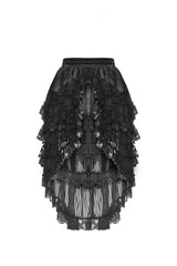 Black Women's Gothic Princess Multi-Layered Ruffled Lace High-Low Skirt - Product - 3