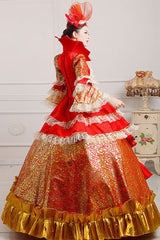 Trumpet Sleeves Stand Collar Lace Stitching Ruffled Multi-Layer Victorian Lolita Prom Dress - Product - 3