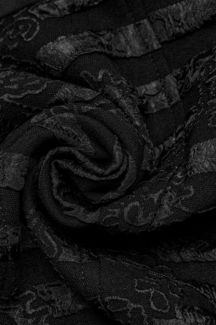 Black V Collar Jacquard Stripes Print Men's Gothic Vest - Product - 10