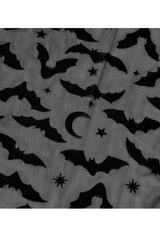 Black Minimalist Flared Sleeve Bat Moon Flocking Print Pattern Long Sleeves Punk Women's Dress - Product - 8