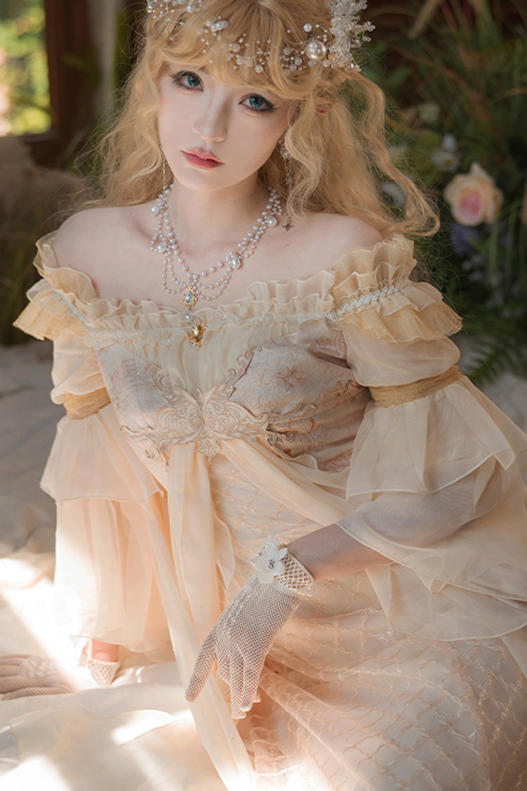 Pink [Bathing in the Light] Short Sleeves Ruffle Embroidery Lace Sweet Elegant Lolita Dress - Product - 4