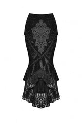 Black Jacquard Lace Lace-Up Women's Gothic Dovetail Wrap Skirt - Product - 3