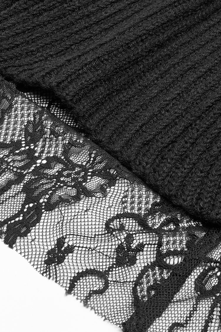 Black Long Sleeves Multi-layer Lace Hooded Women's Gothic Long Coat - Product - 8