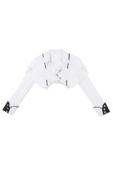 White/Blue Gradient Print Ruffle Cardigan Pearl Sweet College British Knight Style Handsome Lolita Dress Set - Product - 9