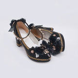 Bowknot Lace Sweet Lolita High Heels 6 Colors - Black - 4