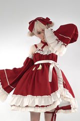 Red [Monet Estate] Sleeveless High Waisted Ruffle Bowknot Asymmetric Gothic Lolita Jsk Dress - Product - 3