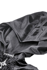 Black Cross Zippered Floral Embroidered Women's Gothic Cloak with Hood - Product - 14