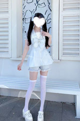 Aqua [Serenade] Short Sleeves Ruffle Bowknot Lace Sweet Jirai Kei Dress Set - Product - 5