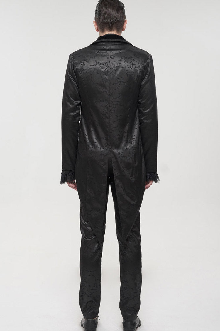 Black Gothic Bright Pattern Printed Decoration Swallowtail Men's Coat - Product - 12