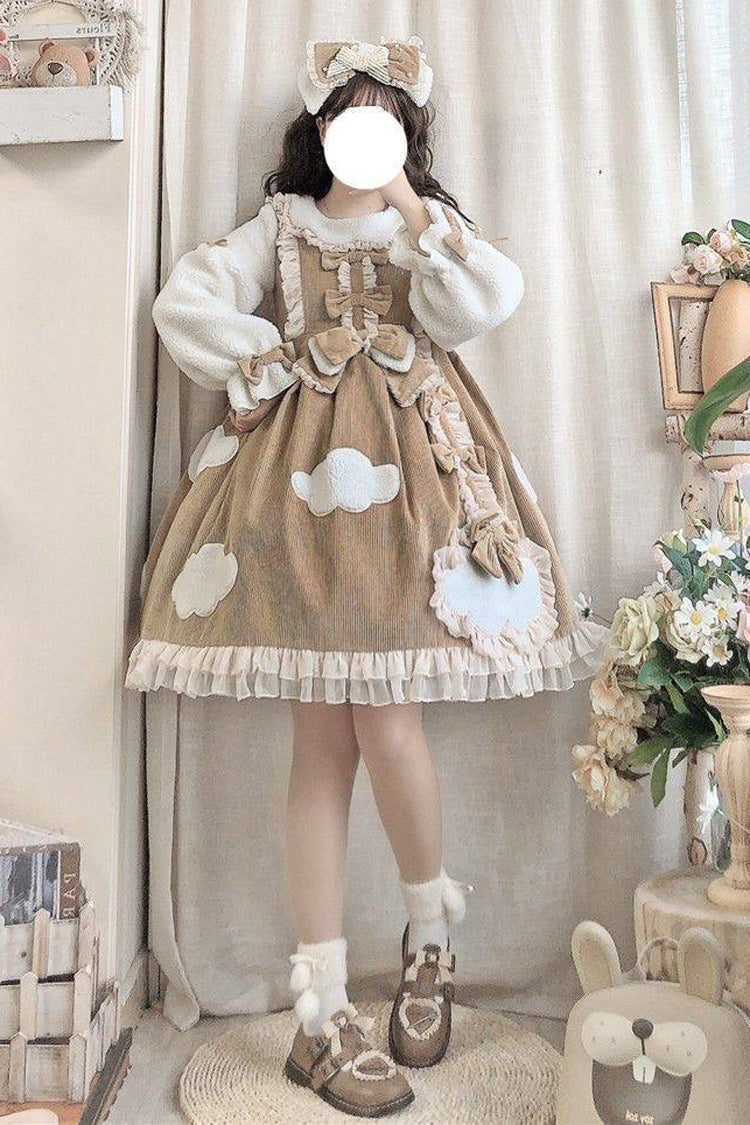 [Winter Clouds Clear Up] Long Sleeves Ruffle Bowknot Lace Sweet Lolita Dress 2 Colors - Product - 8