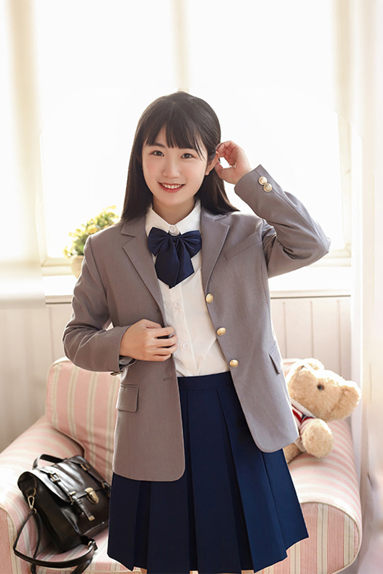 Sweet Long Sleeves College Style Elegant Japanese School Coat - Grey - 5