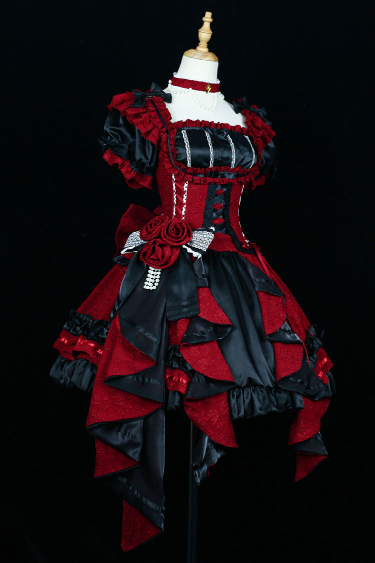 [Spring Overture] Square Collar Short Sleeves Ruffle Cardigan Bowknot Lace Sweet Elegant Lolita Skirt Set 4 Colors - Product - 8