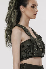Black Post-Apocalyptic Rivets Skull Women's Steampunk Adjustable Strap Bag - Product - 2