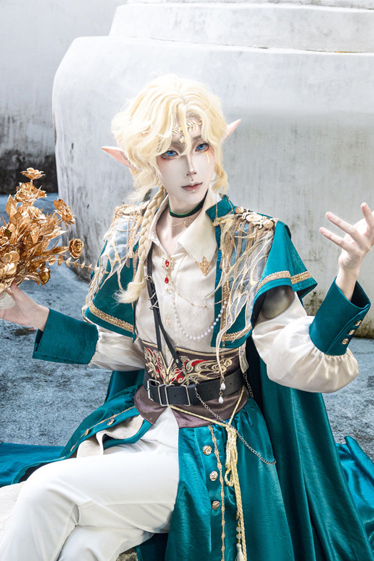 Green Lapel Collar Long Sleeves Gothic Chinese Style Military Prince Ouji Lolita Full Set - Product - 8