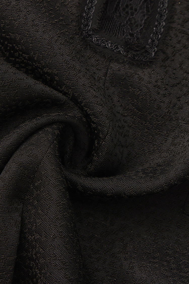 Black [Eternal Gloom Portrait] Back Cross Stand Collar Asymmetric Vintage Elegant Prince Gorgeous Handsome Lolita Coat - Product - 10