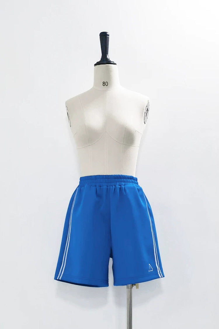 Blue [Network Error] Stand Collar Long Trumpet Sleeves Ouji Gothic Functional Style Japanese Prince Lolita Coat Shorts Set - Shorts(Only) - 13