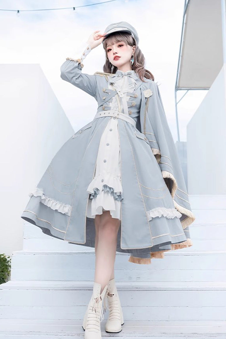 Blue Star Ocean Fantasy Cardigan Bowknot Sweet Military Elegant Lolita Dress - Product - 9