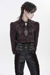 Black Jacquard Lace-Up Slim Men's Gothic Handsome Girdle - Product - 8