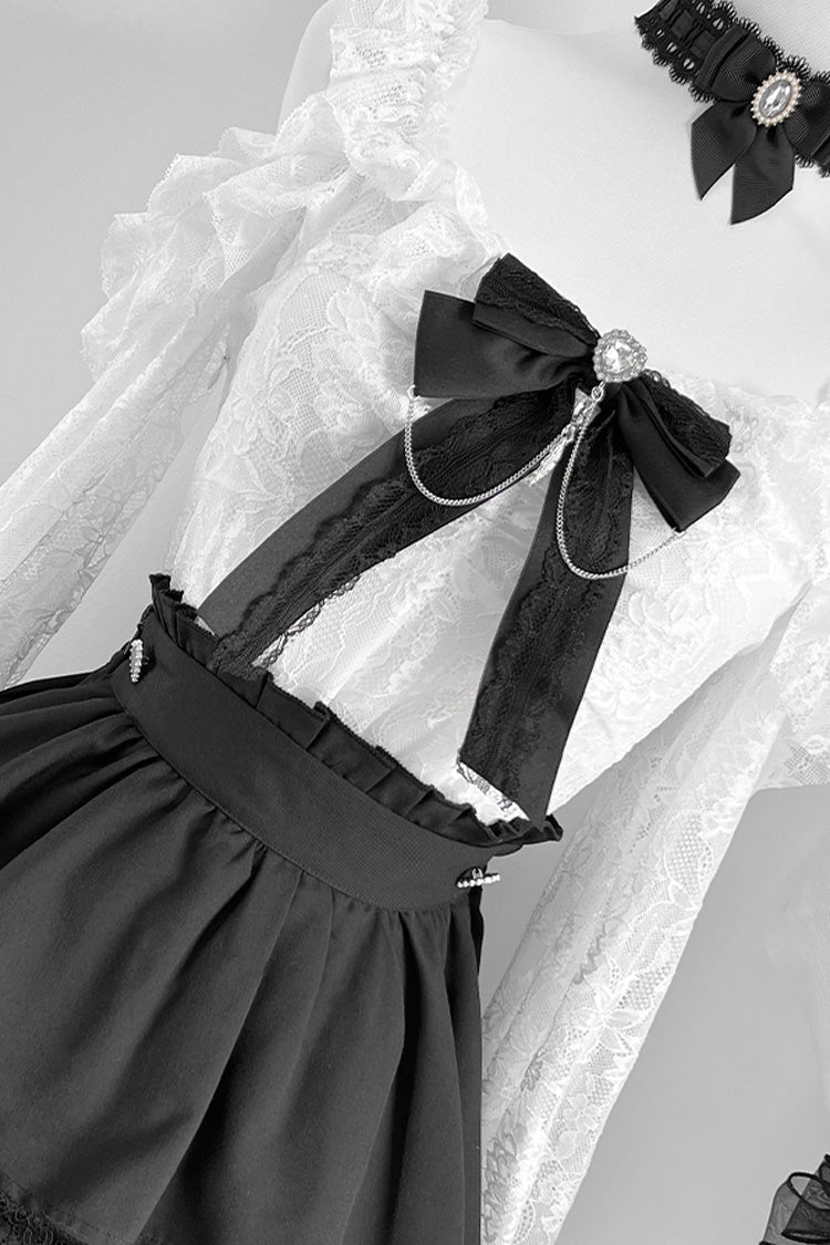 Black Triple-Layered Ruffle Lace Japanese Jirai Kei Skirt - Product - 6