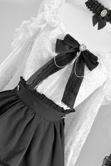 Black Triple-Layered Ruffle Lace Japanese Jirai Kei Skirt - Product - 6