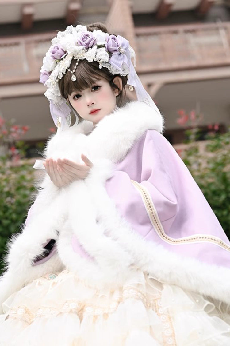 [Snowflake Ballad] Sweet Princess Fur-Collar Lolita Coat Cloak 7 Colors - Product - 11