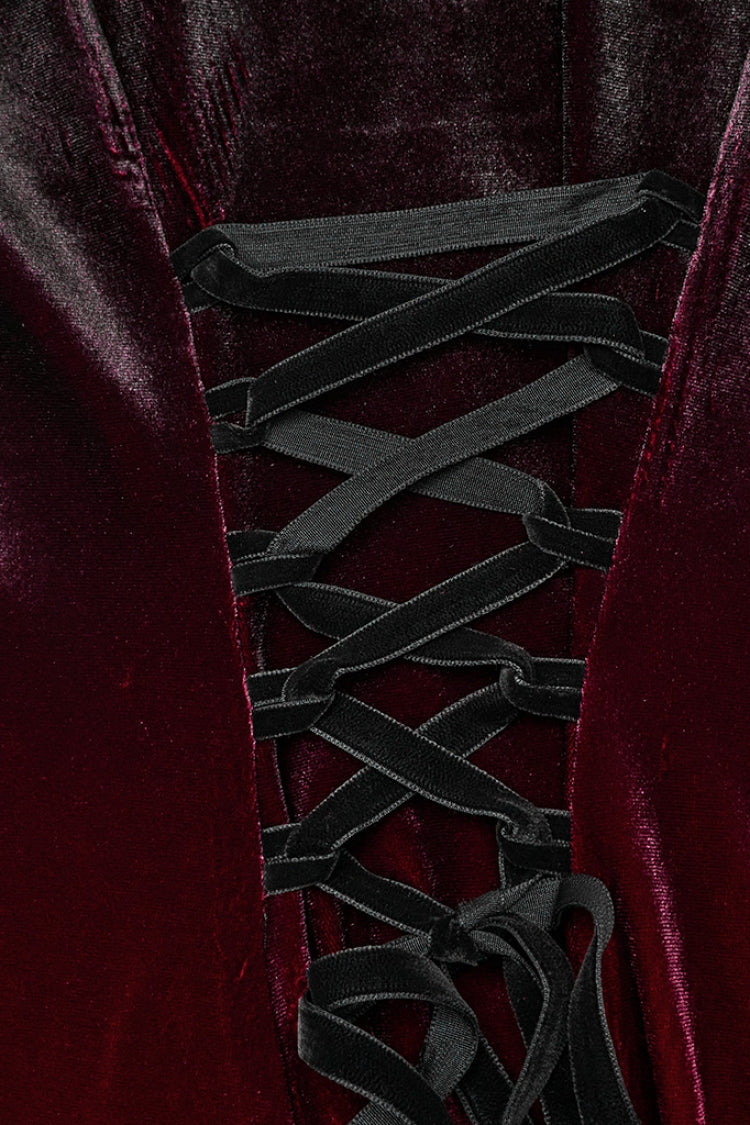 Black/Red Doll Collar Long Sleeves Gradient Embroidery Women's Gothic Prom Dress - Product - 8