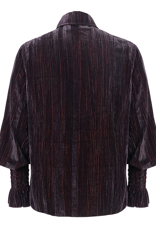 Black And Red Velvet Lantern Sleeves Loose Mens Gothic Blouse - Product - 6